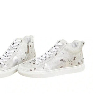 J/Slides Ludlow Metallic Calf Hair High Top Sneakers Women’s 8.5 Platform Luxe